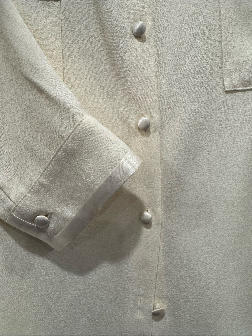 Cream Satin-Trim Blouse - Picture 7 of 9